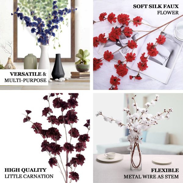 2 Branches | 42" Dusty Rose Artificial Carnation Flower Spray, Silk Flower Bouquet - Image 4