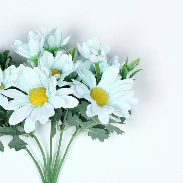 4 Pack | 11" Baby Blue Artificial Daisy Flower Bushes Silk Flowers Bouquet - Image 11