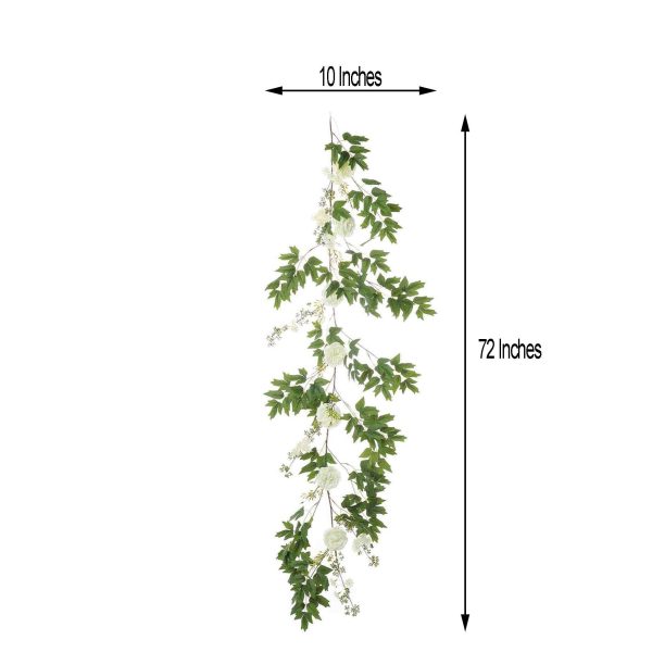 6FT | White | 7 Flowers | Silk Peony Garland | Bendable Wire Vines | Artificial Flower Garlands with Seeds and Leaves - Image 9