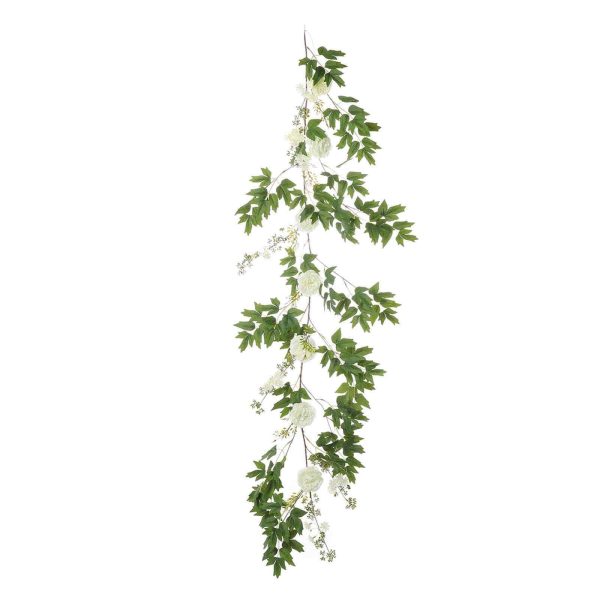 6FT | White | 7 Flowers | Silk Peony Garland | Bendable Wire Vines | Artificial Flower Garlands with Seeds and Leaves - Image 3