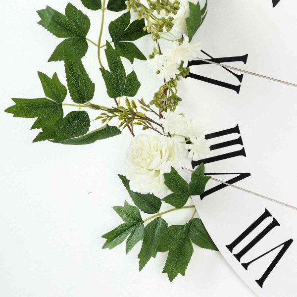 6FT | White | 7 Flowers | Silk Peony Garland | Bendable Wire Vines | Artificial Flower Garlands with Seeds and Leaves - Image 6
