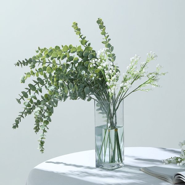 3 Bushes | 30" Artificial Eucalyptus Leaves Spray, Faux Greenery Stems - Frosted Green